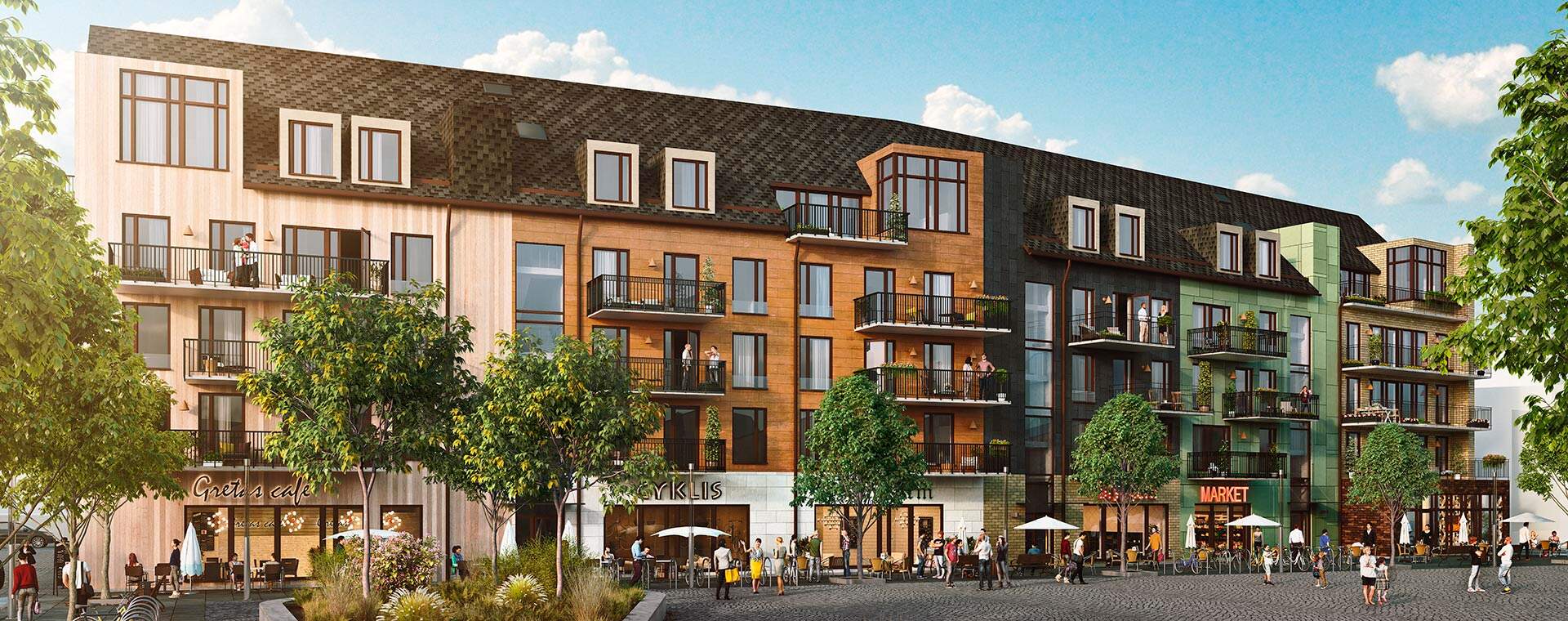 Nyproduktion i Sigtuna Stadsängar - Visualisering av färdigställt område