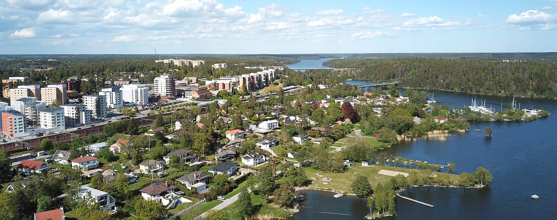 Nyproduktion Upplands-Bro - Flygbild över området