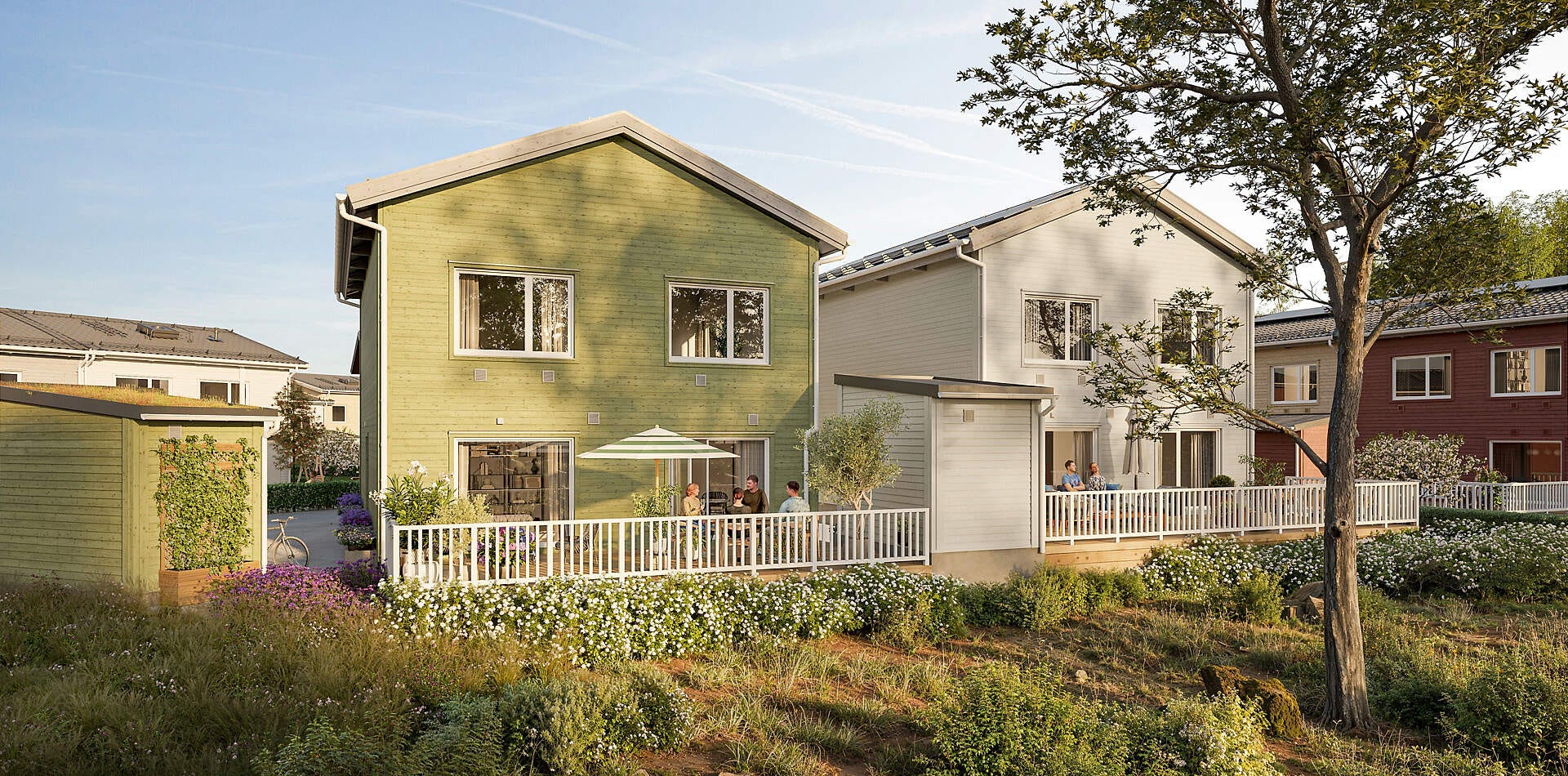 Villa Verde är vårt mest hållbara hus (visualisering) Visualisering - Nyproduktion Stockholm – Vårt mest hållbara hus Villa Verde i grannskapet Fjärilshusen