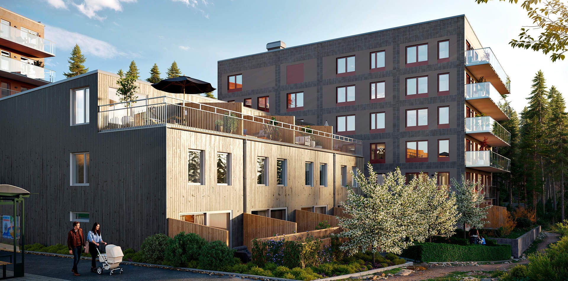 Nyproduktion Stockholm – nya stadsradhus och lägenheter i grannskapet Glimmer i Nacka (visualisering)
